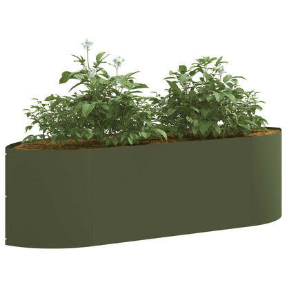 Verhoogd Tuinbed Olijfgroen 140 x 40 x 40 cm Staal
