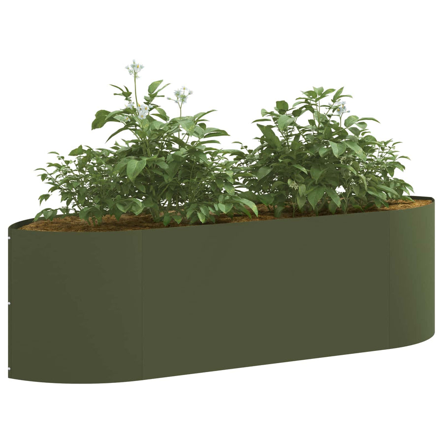 Verhoogd Tuinbed Olijfgroen 140 x 40 x 40 cm Staal