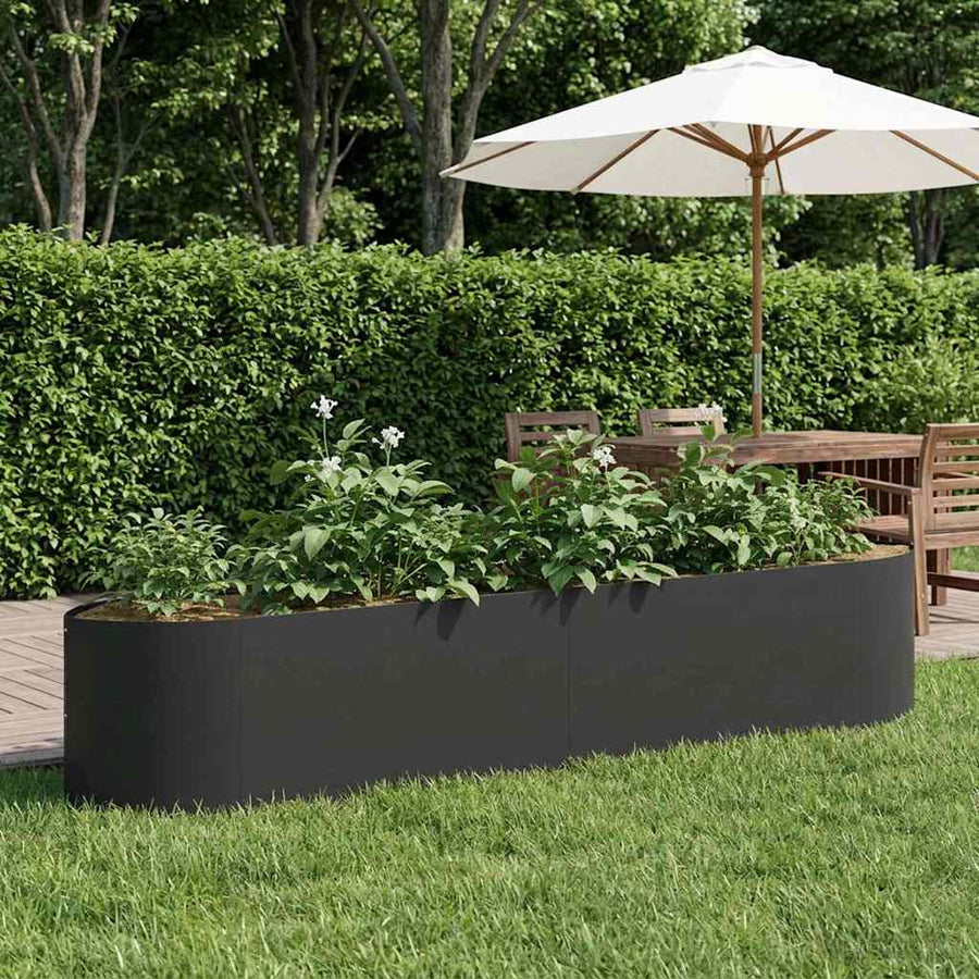 Verhoogd Tuinbed Zwart 220 x 40 x 40 cm Staal