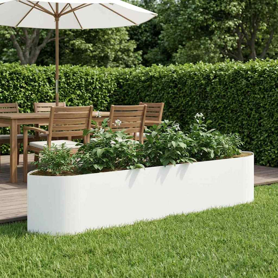 Verhoogd Tuinbed Wit 220 x 40 x 40 cm Staal