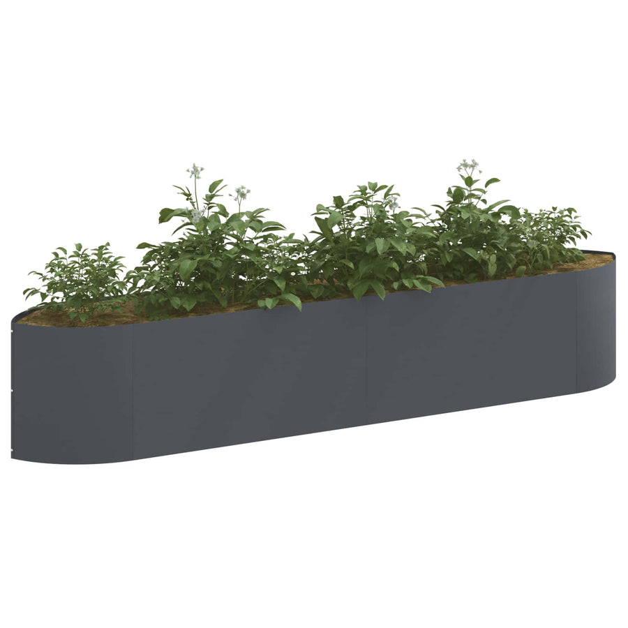 Verhoogd Tuinbed Antracietkleurig 220 x 40 x 40 cm Staal