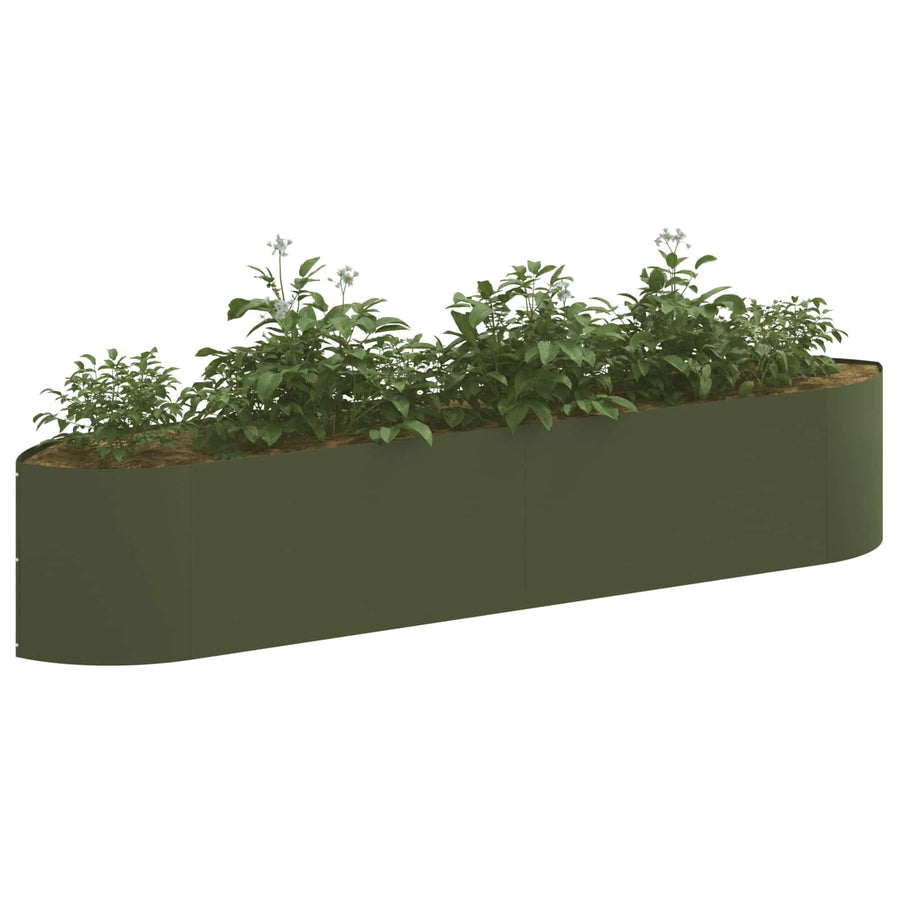 Verhoogd Tuinbed Olijfgroen 220 x 40 x 40 cm Staal