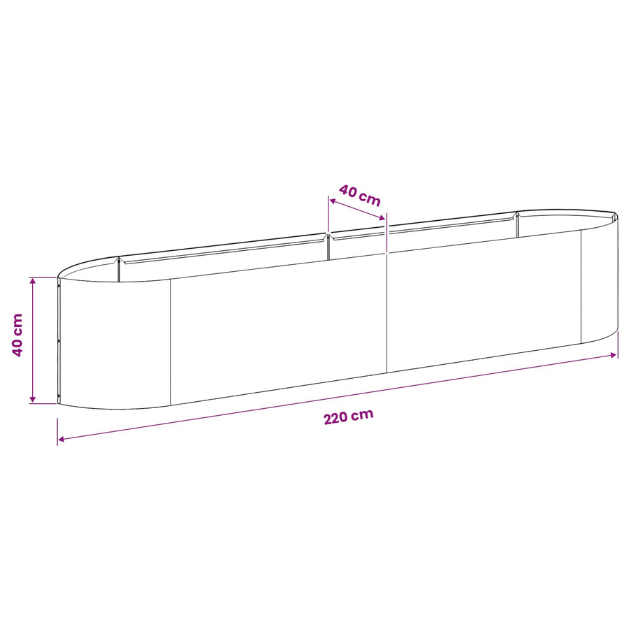 Verhoogd Tuinbed Cortenstaal 220 x 40 x 40 cm Staal