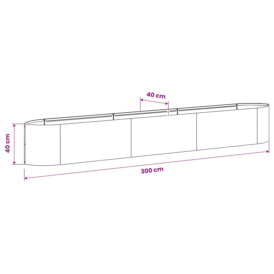 Verhoogd Tuinbed Zwart 300 x 40 x 40 cm Staal