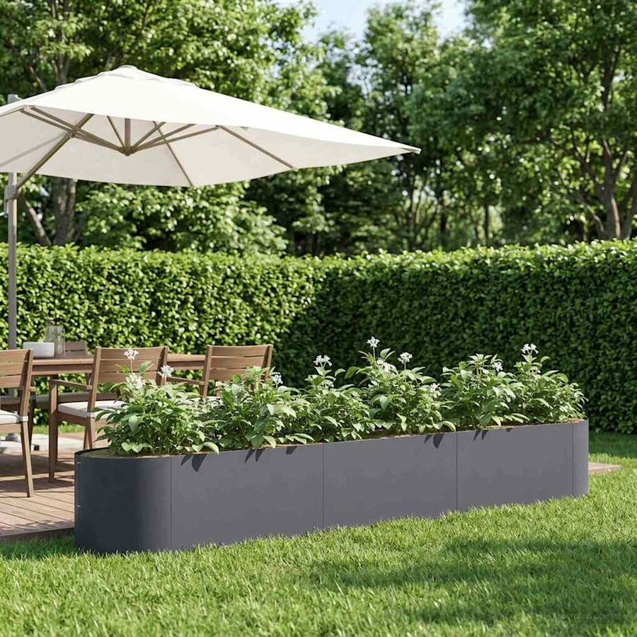 Verhoogd Tuinbed Antracietkleurig 300 x 40 x 40 cm Staal