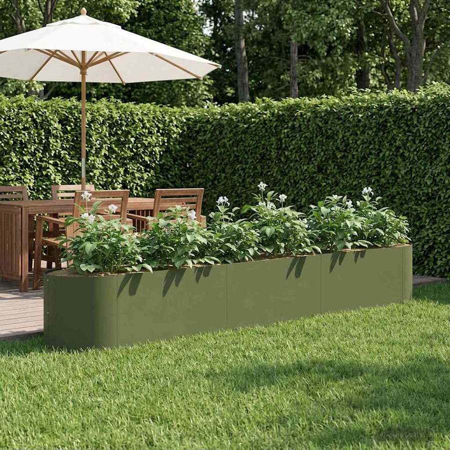 Verhoogd Tuinbed Olijfgroen 300 x 40 x 40 cm Staal