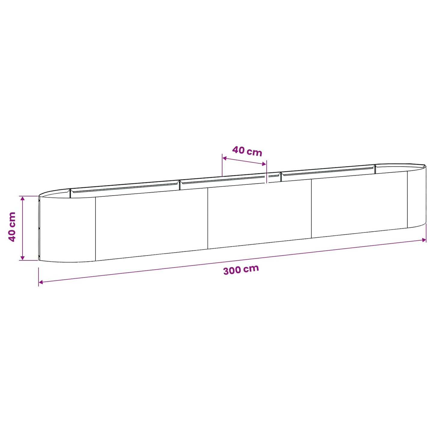 Verhoogd Tuinbed Roestvrij staal 300 x 40 x 40 cm Staal