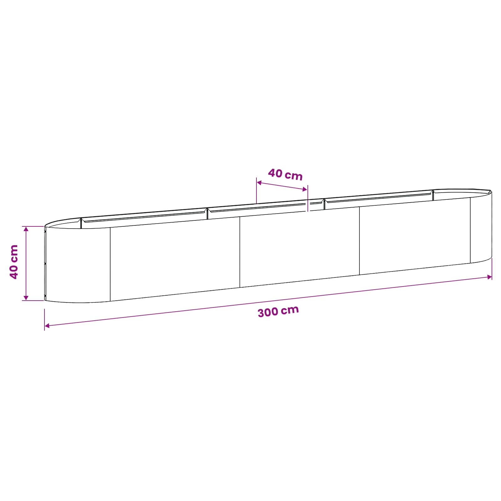 Verhoogd Tuinbed Gegalvaniseerd staal 300 x 40 x 40 cm Staal