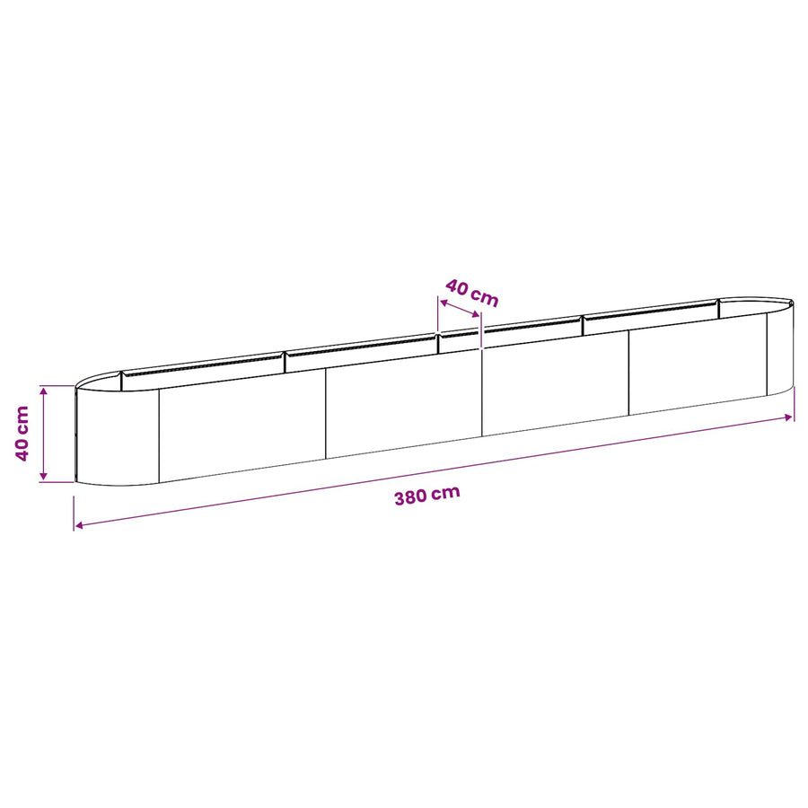 Verhoogd Tuinbed Zwart 380 x 40 x 40 cm Staal