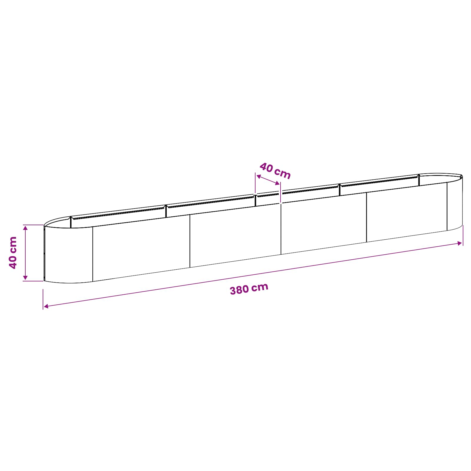 Verhoogd Tuinbed Wit 380 x 40 x 40 cm Staal
