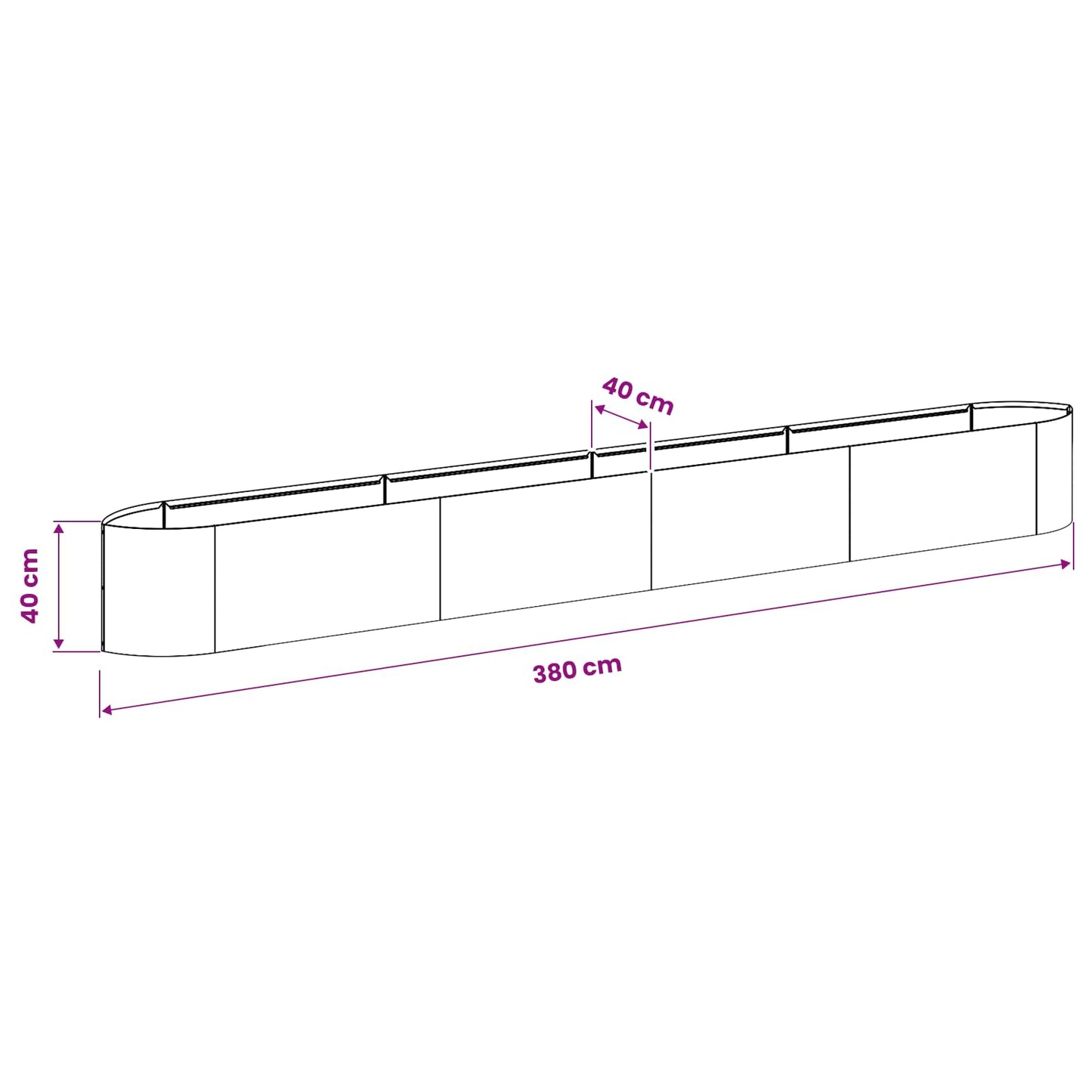 Verhoogd Tuinbed Roestvrij staal 380 x 40 x 40 cm Staal