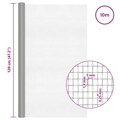 Gaasnet 120 x 1000 cm 18 Mesh RVS 201 zilver