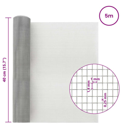 Gaasnet 40 x 500 cm 18 Mesh RVS 201 zilver