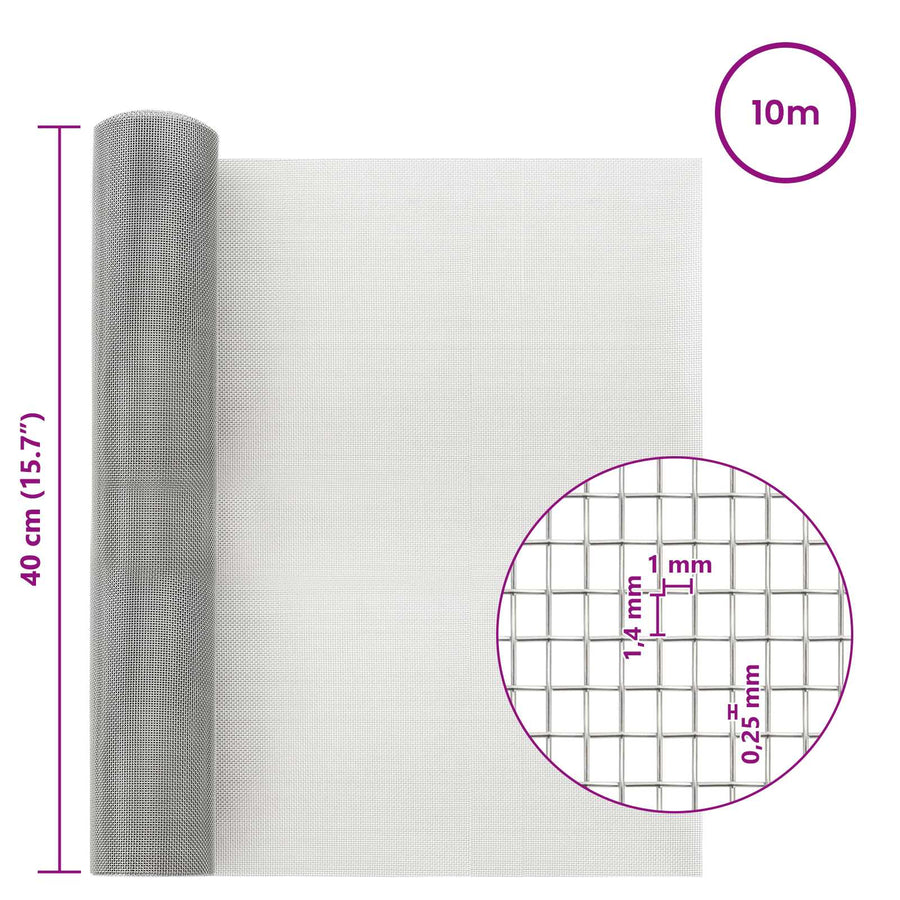 Gaasnet 40 x 1000 cm 18 Mesh RVS 201 zilver