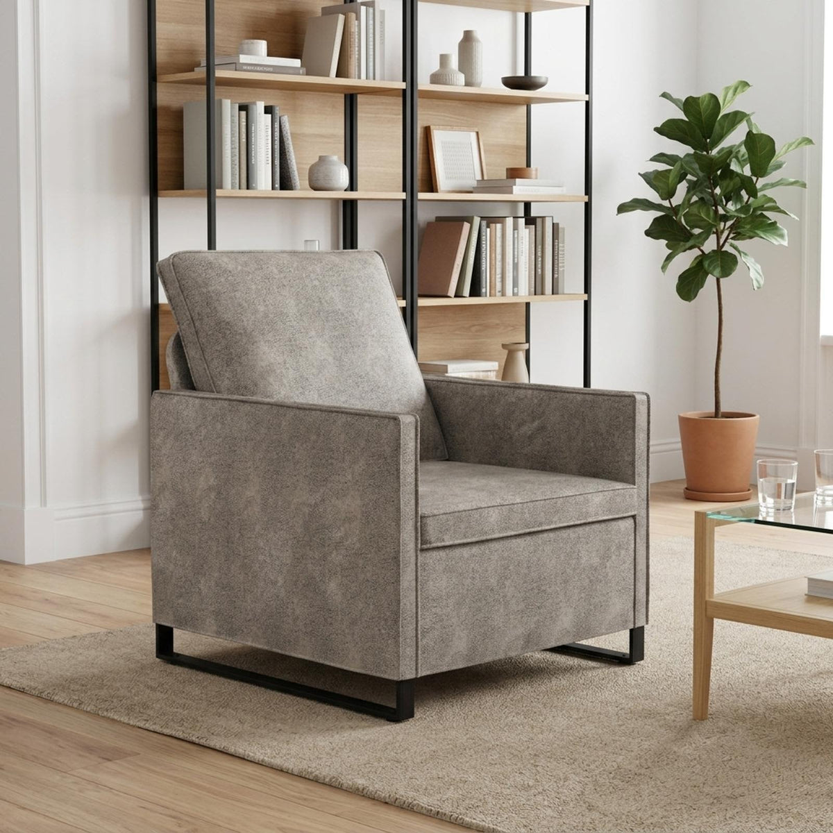 Fauteuil Lichtgrijs 70 x 81 x 82 cm Faux Suède Stof