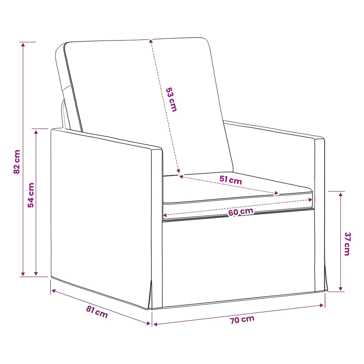 Fauteuil Wolkengrijs 70 x 81 x 82 cm Stof