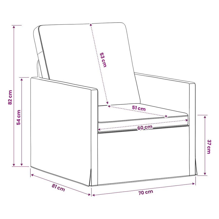 Fauteuil Rood-oranje 70 x 81 x 82 cm Katoen Stof