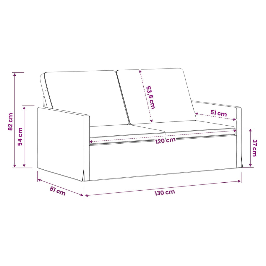 2-zits bank Geel 130 x 81 x 82 cm fluweel