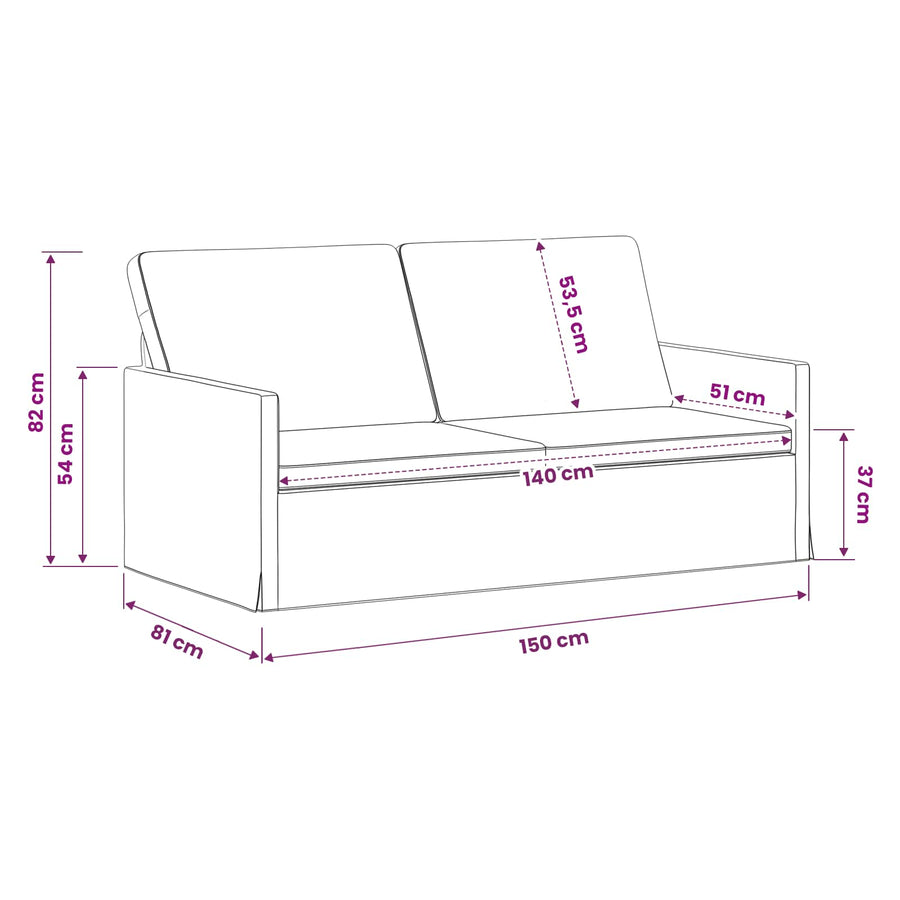 2-zits bank Donkergrijs 150 x 81 x 82 cm Stof