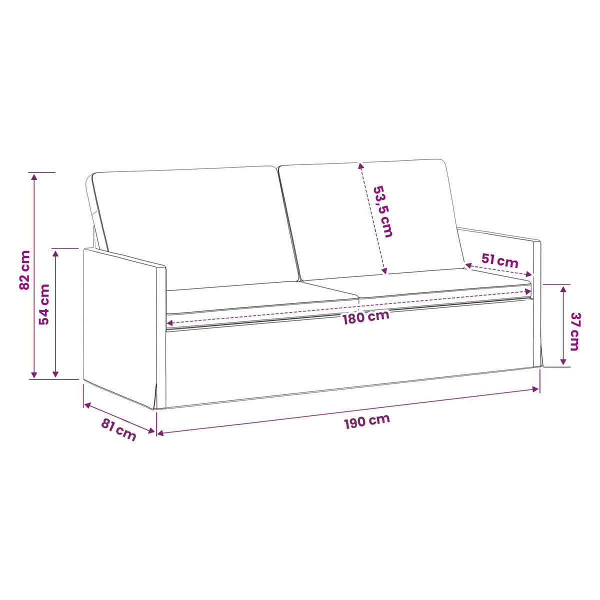 3-zits bank Turquoise 190 x 81 x 82 cm fluweel