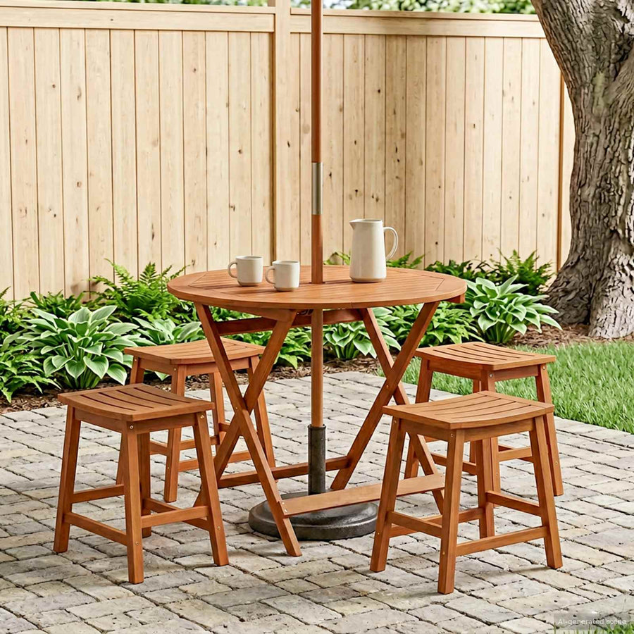 Vouw Tuintafel Bruin Ø 90 x 75 cm Massief Eucalyptushout