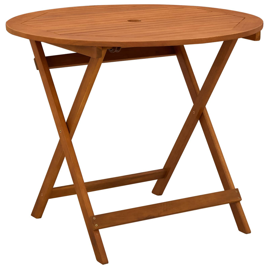 Vouw Tuintafel Bruin Ø 90 x 75 cm Massief Eucalyptushout