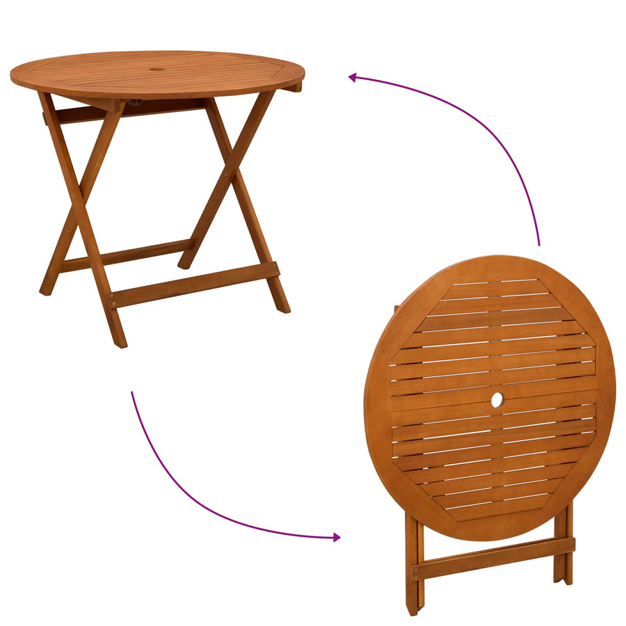 Vouw Tuintafel Bruin Ø 90 x 75 cm Massief Eucalyptushout