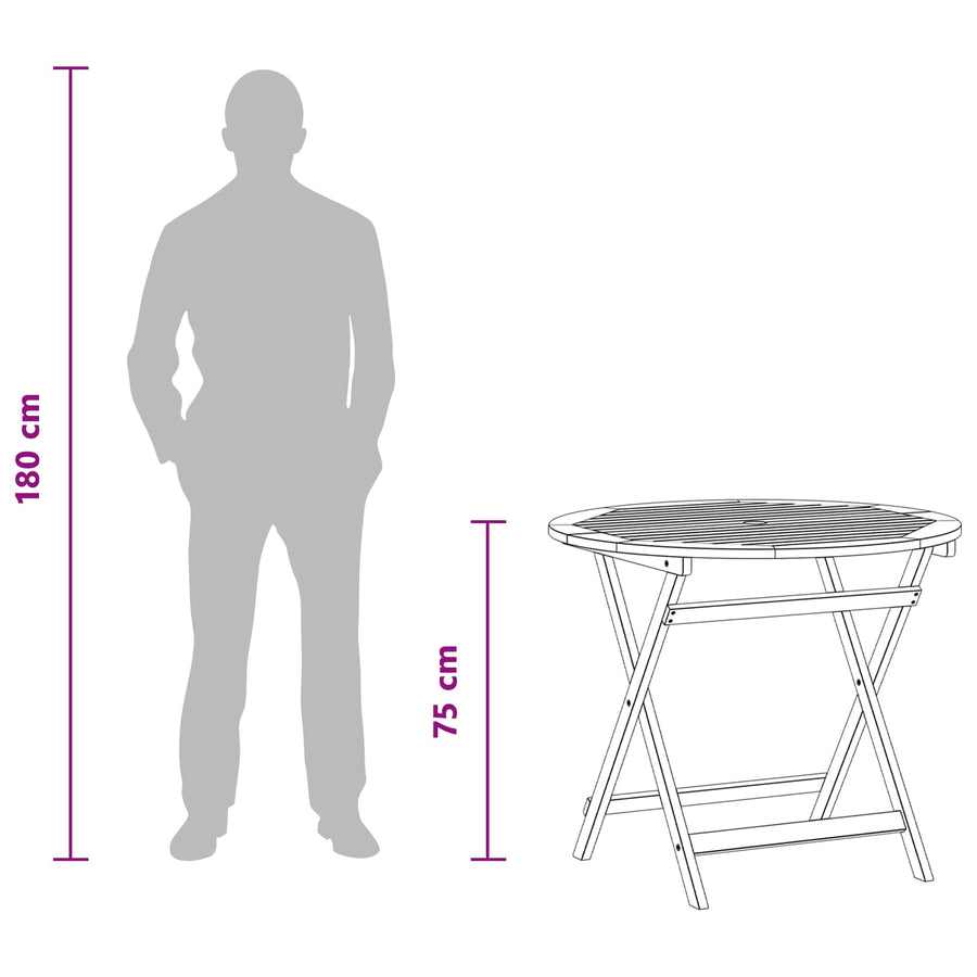 Vouw Tuintafel Bruin Ø 90 x 75 cm Massief Eucalyptushout