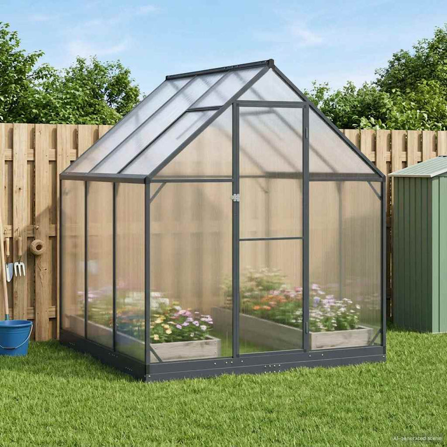 Tuin Serre met de deur Antracietkleurig 183,5 x 183,5 x 207 cm