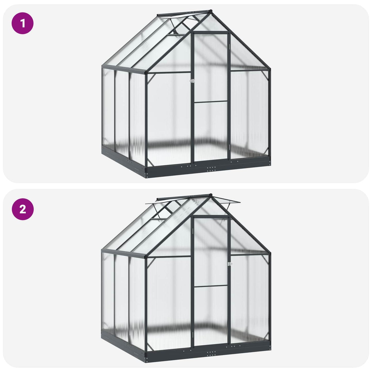Tuin Serre met de deur Antracietkleurig 183,5 x 183,5 x 207 cm