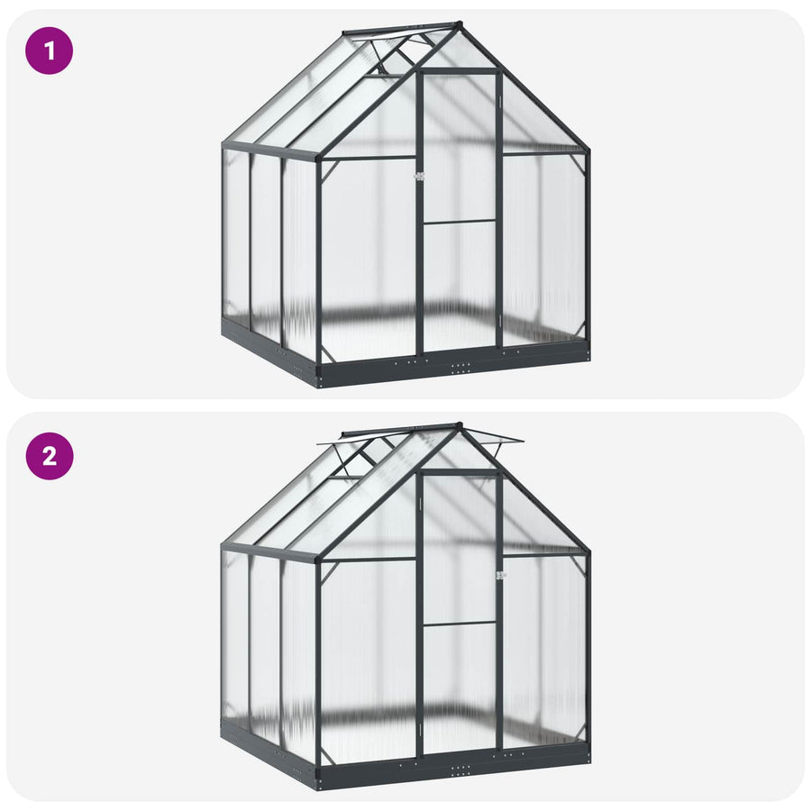 Tuin Serre met de deur Antracietkleurig 183,5 x 183,5 x 207 cm
