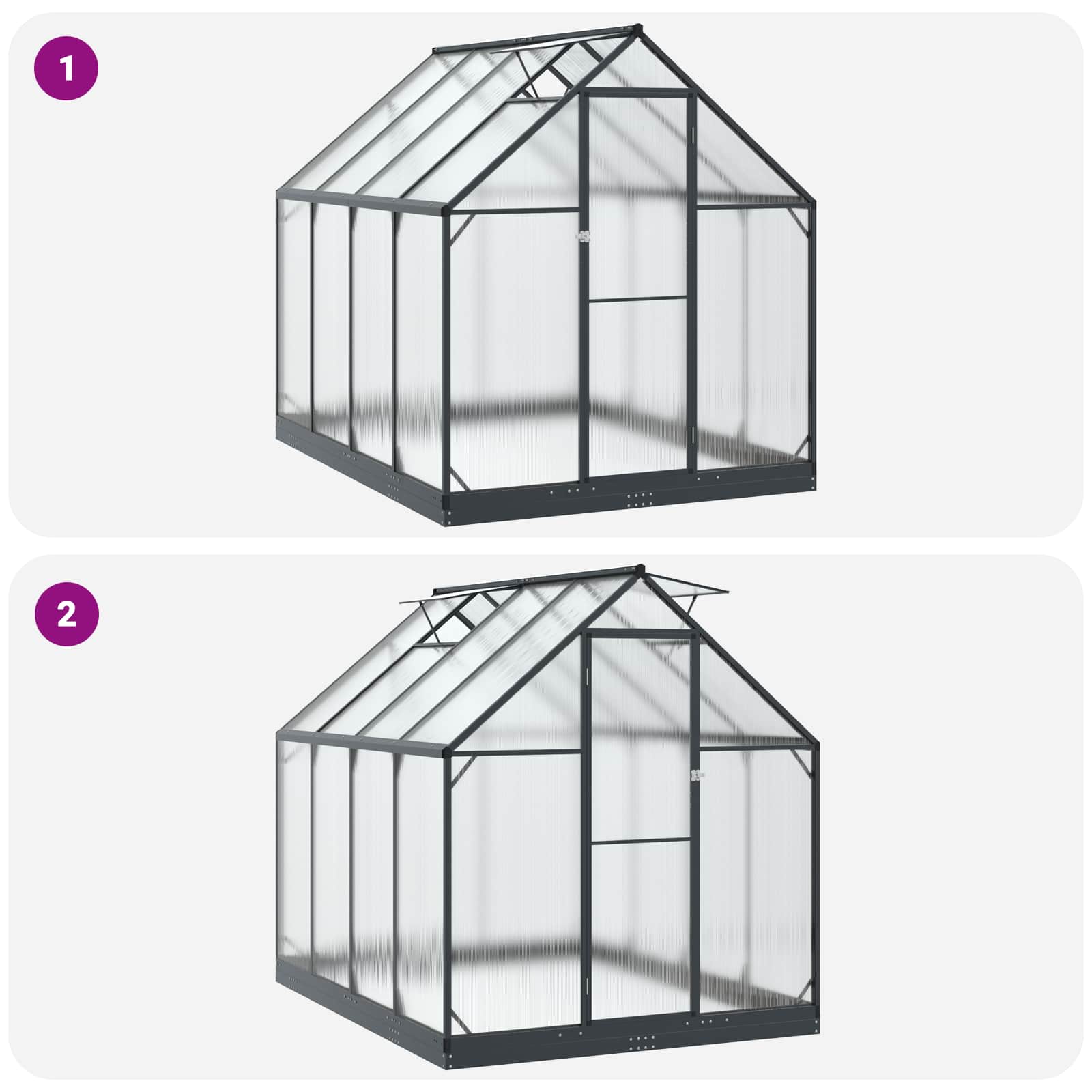 Tuin Serre met de deur Antracietkleurig 183,5 x 243,5 x 207 cm