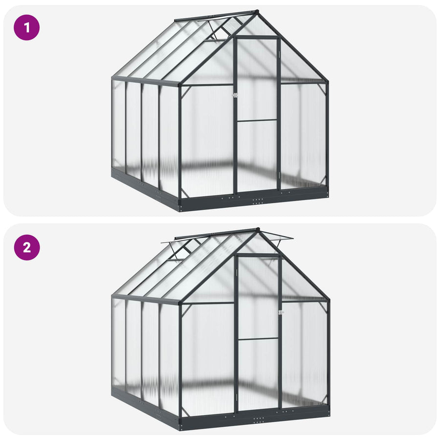 Tuin Serre met de deur Antracietkleurig 183,5 x 243,5 x 207 cm