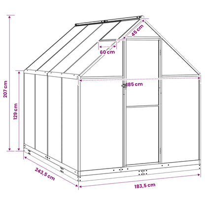 Tuin Serre met de deur Antracietkleurig 183,5 x 243,5 x 207 cm