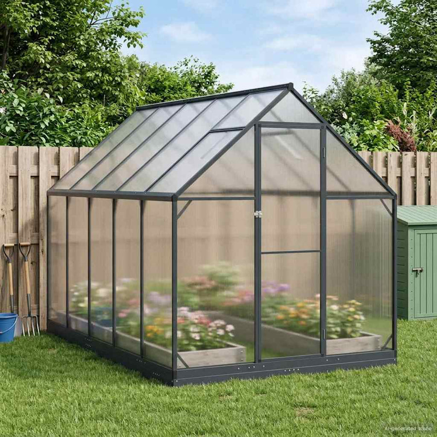 Tuin Serre met de deur Antracietkleurig 183,5 x 303,5 x 207 cm