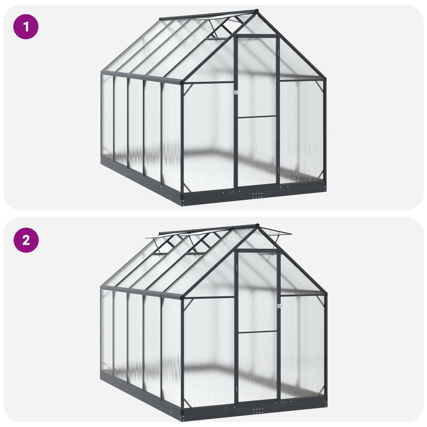 Tuin Serre met de deur Antracietkleurig 183,5 x 303,5 x 207 cm