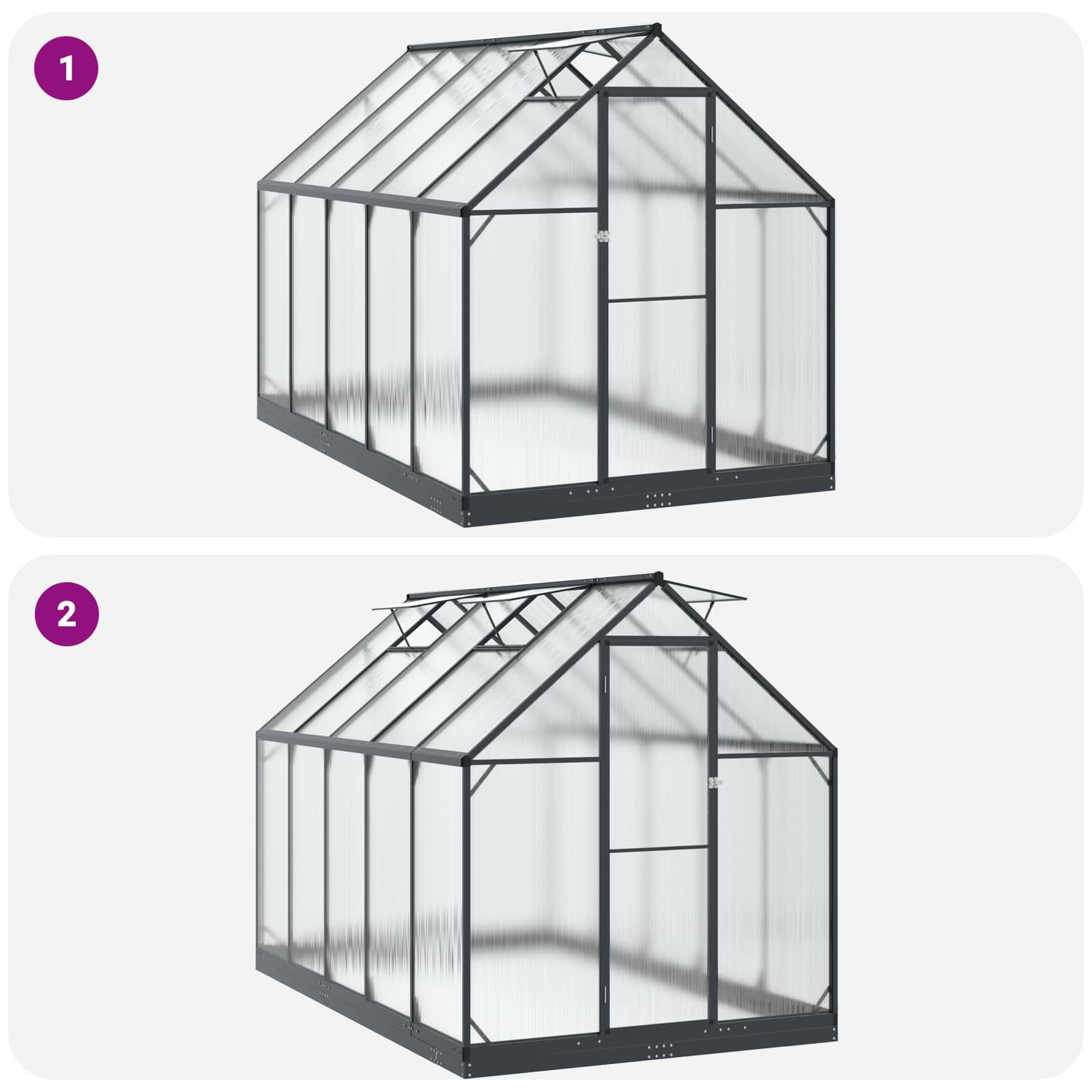 Tuin Serre met de deur Antracietkleurig 183,5 x 303,5 x 207 cm
