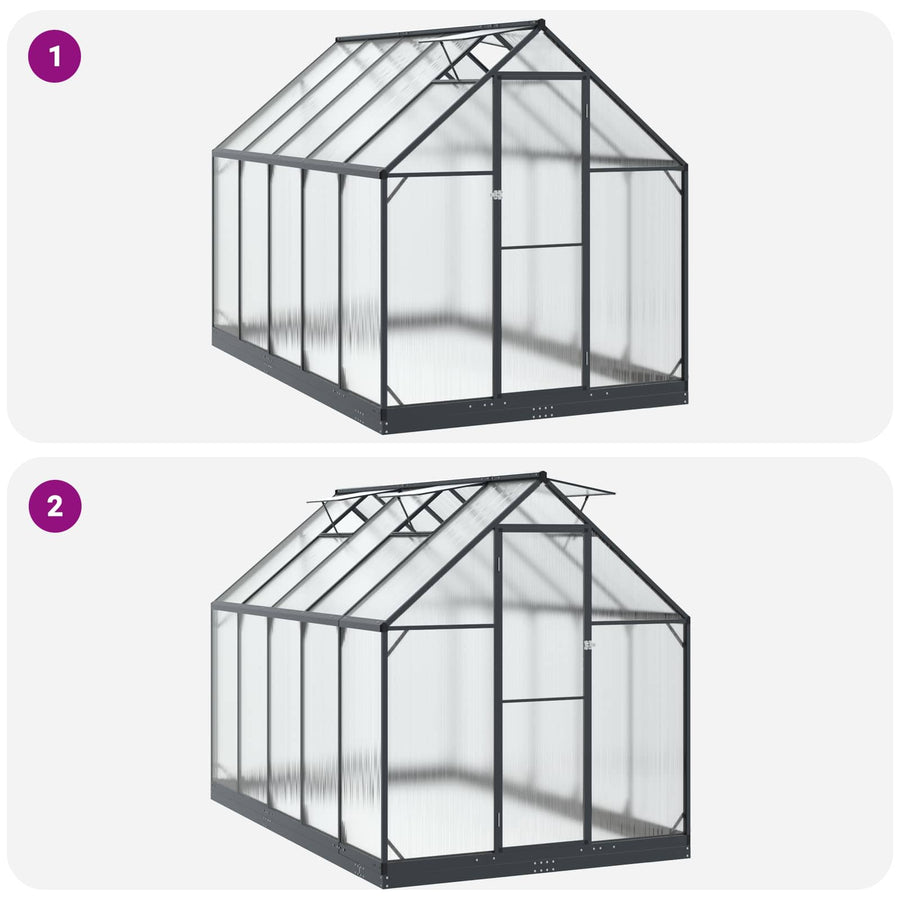 Tuin Serre met de deur Antracietkleurig 183,5 x 303,5 x 207 cm