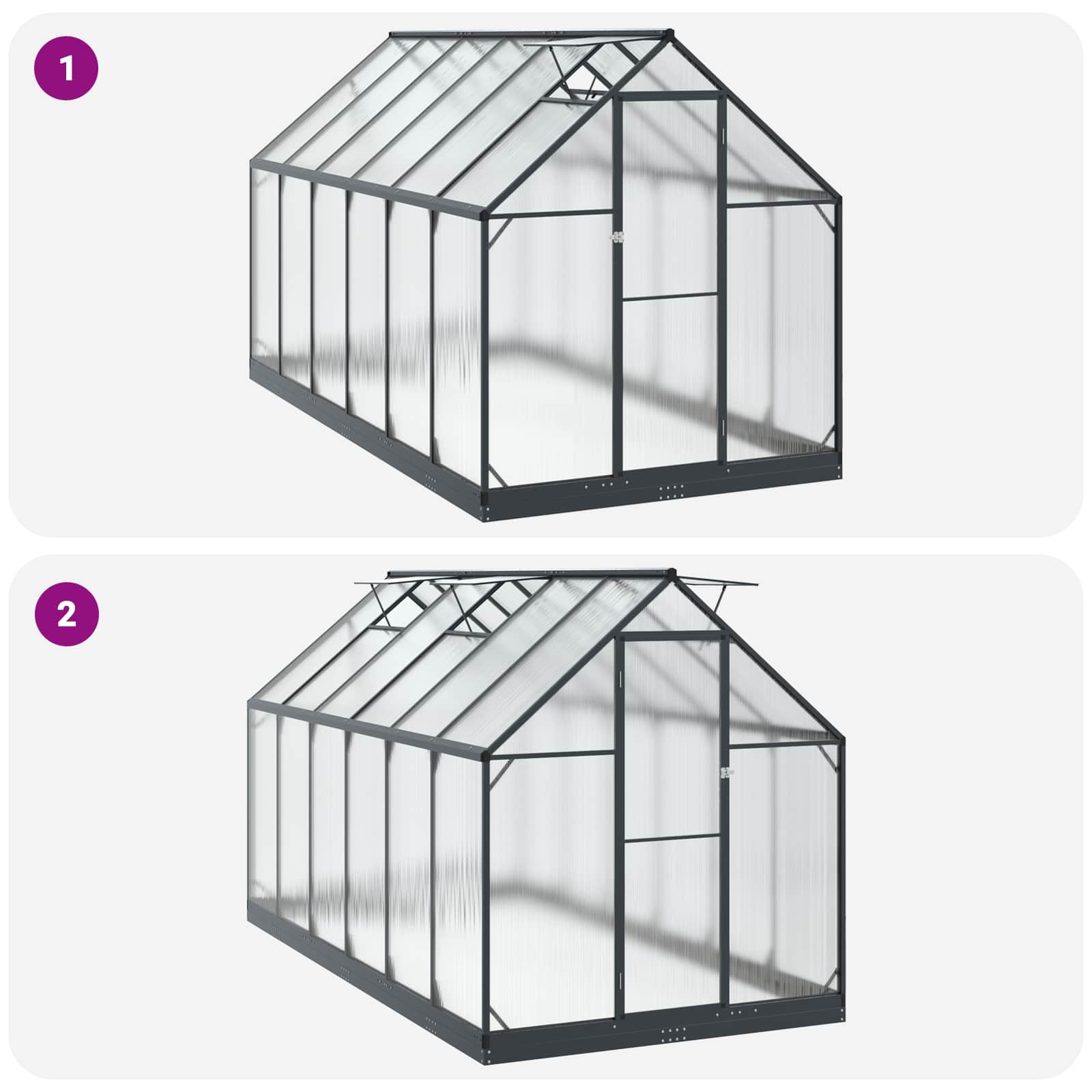 Tuin Serre met de deur Antracietkleurig 183,5 x 363,5 x 207 cm