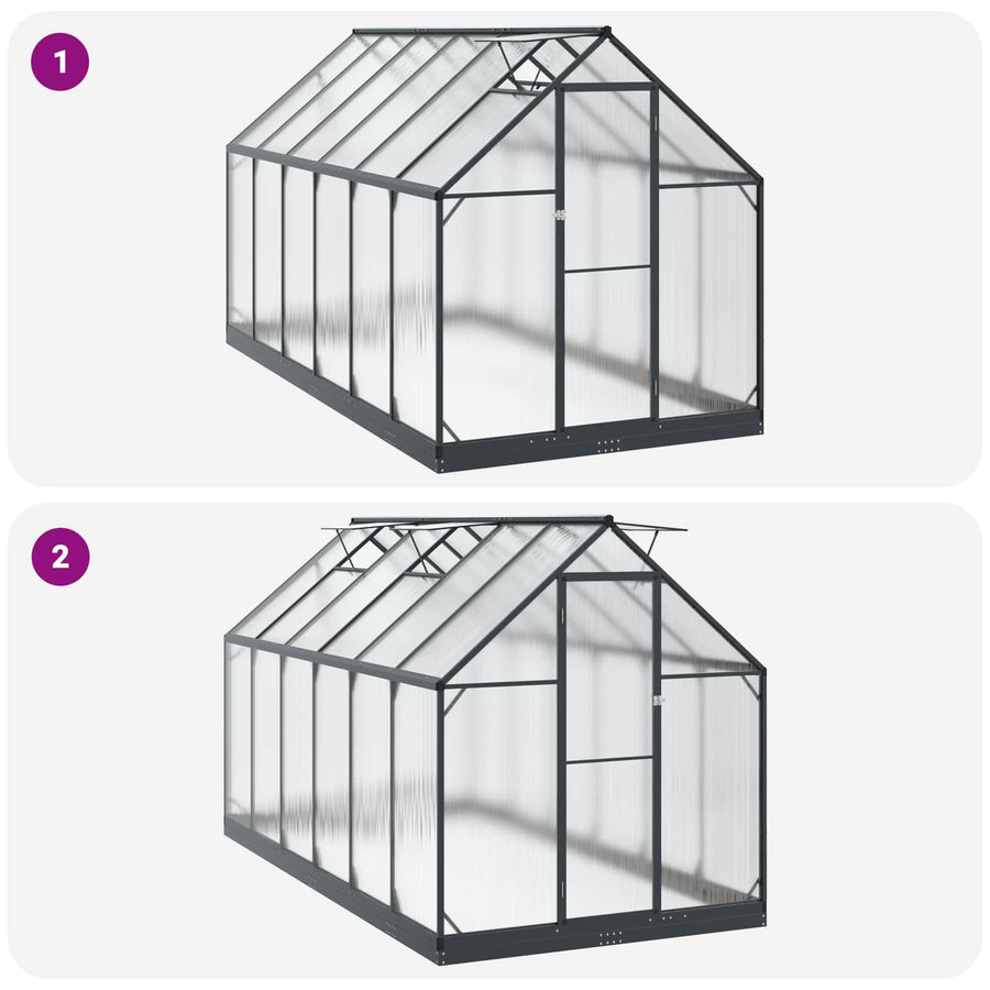 Tuin Serre met de deur Antracietkleurig 183,5 x 363,5 x 207 cm