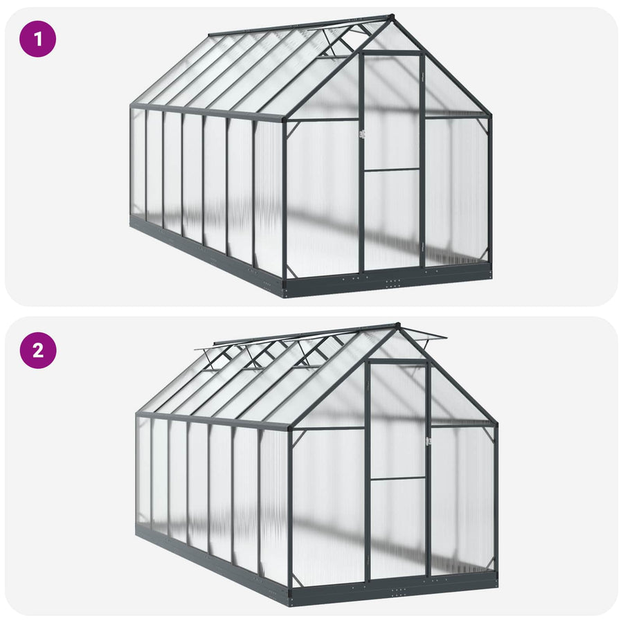 Tuin Serre met de deur Antracietkleurig 183,5 x 423,5 x 207 cm