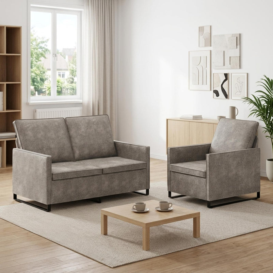 Bankstel 2 pcs Lichtgrijs Faux Suède Stof