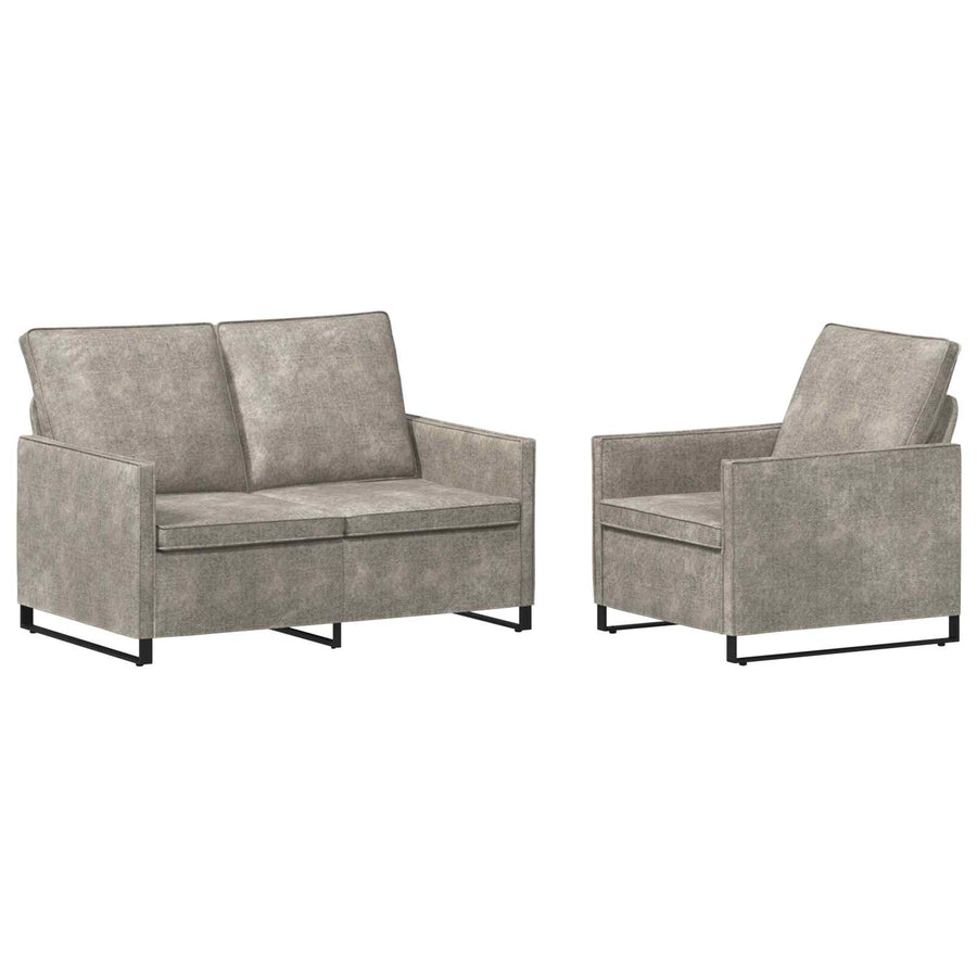 Bankstel 2 pcs Lichtgrijs Faux Suède Stof
