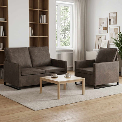 Bankstel 2 pcs Donkergrijs Faux Suède Stof