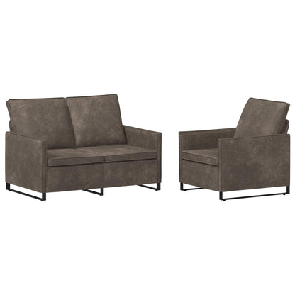 Bankstel 2 pcs Donkergrijs Faux Suède Stof