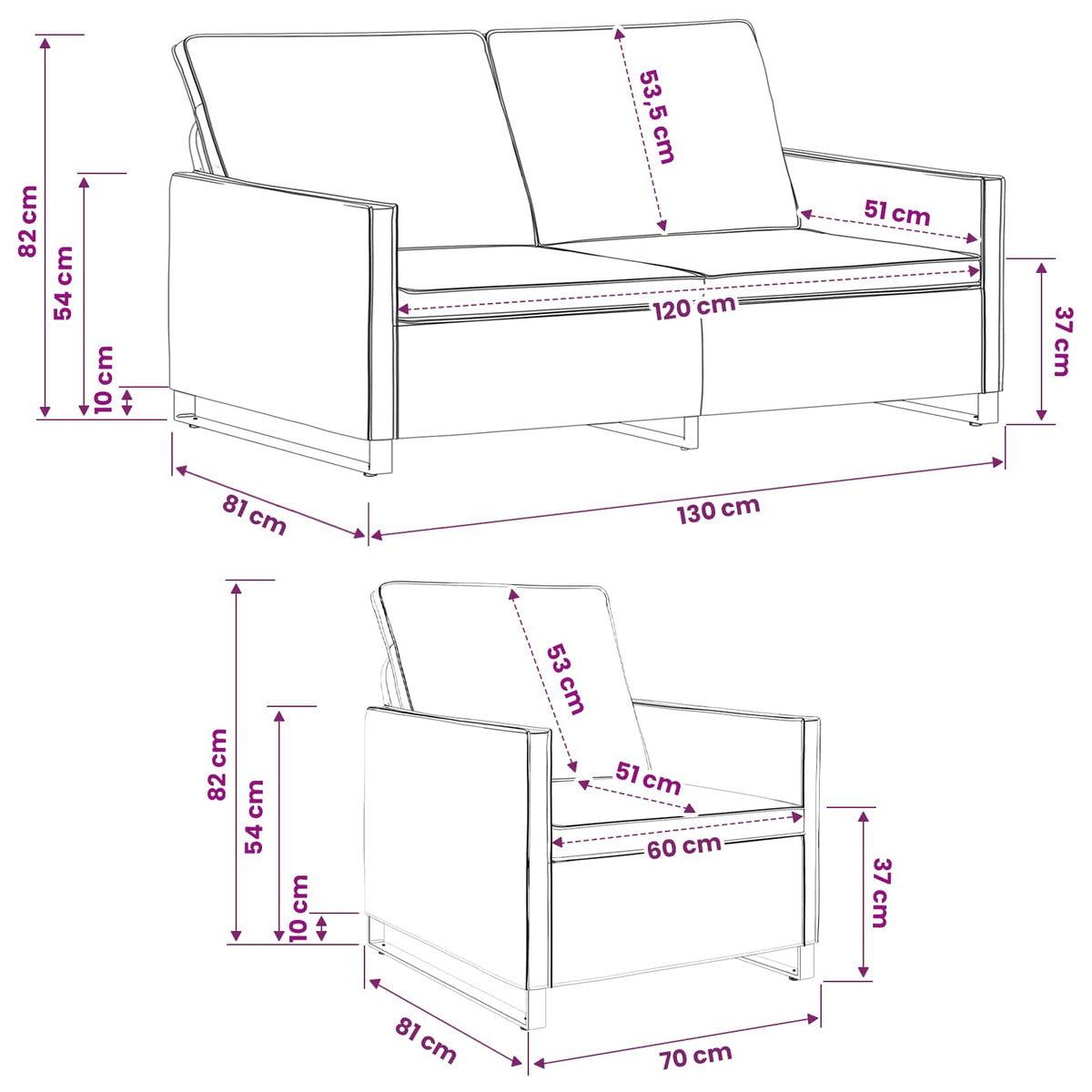Bankstel 2 pcs Donkergrijs Faux Suède Stof