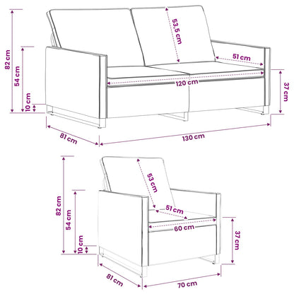 Bankstel 2 pcs Donkergrijs Faux Suède Stof