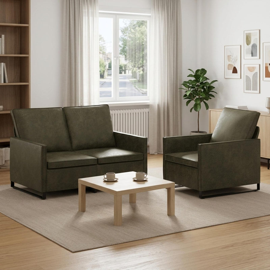 Bankstel 2 pcs Legergroen Faux Suède Stof