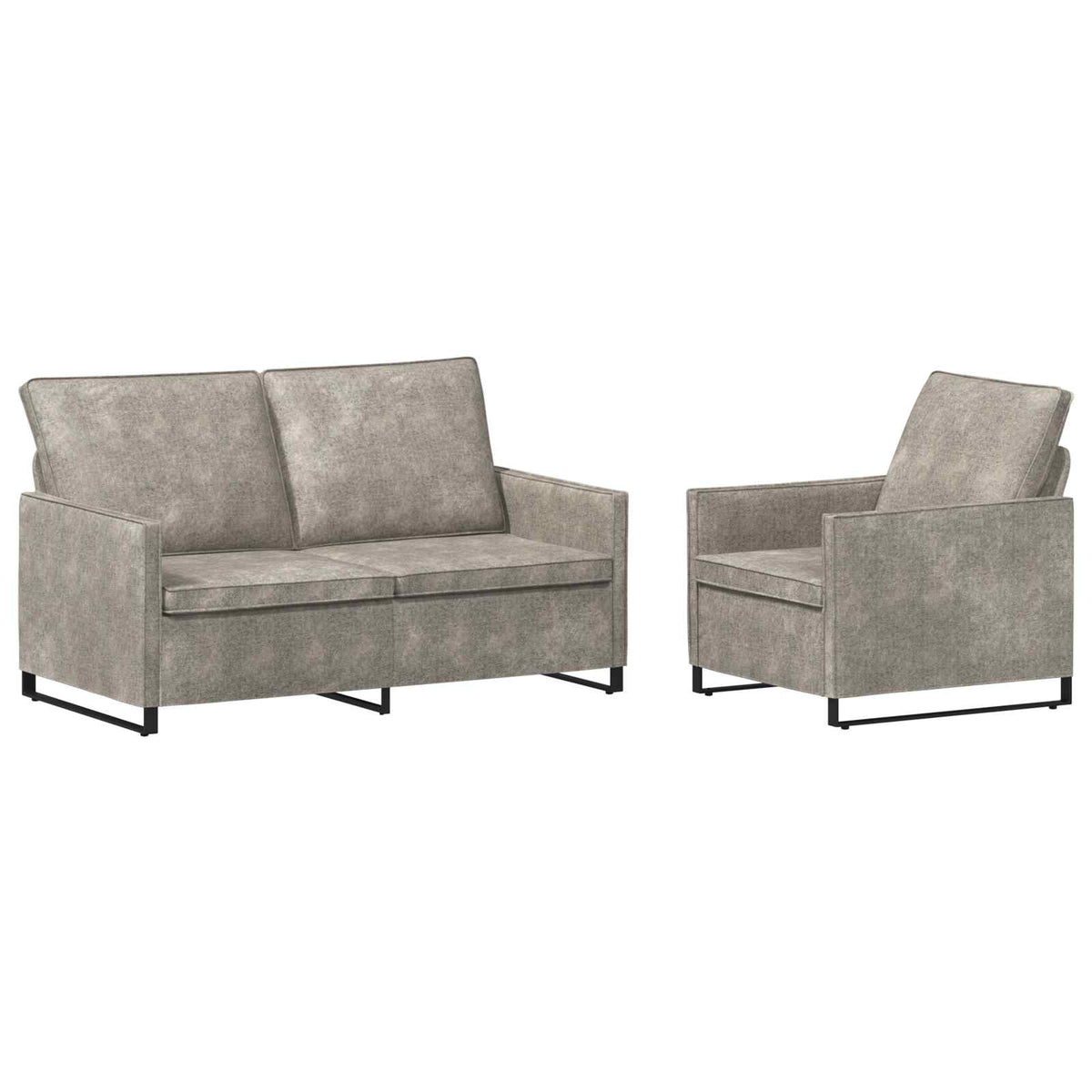 Bankstel 2 pcs Lichtgrijs Faux Suède Stof