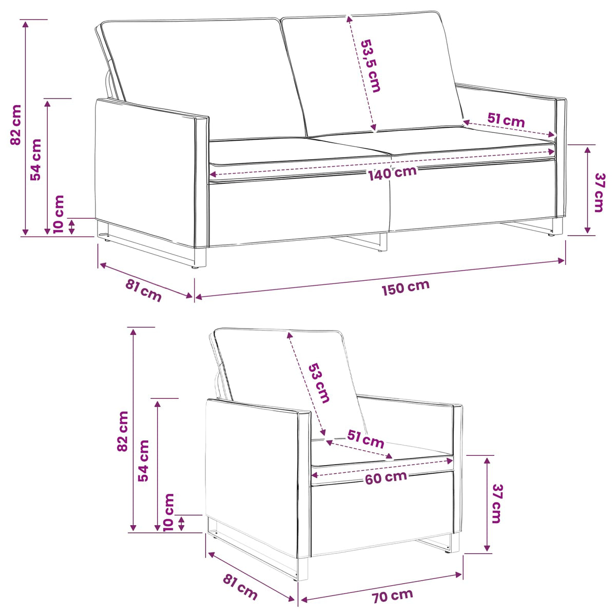 Bankstel 2 pcs Lichtgrijs Faux Suède Stof